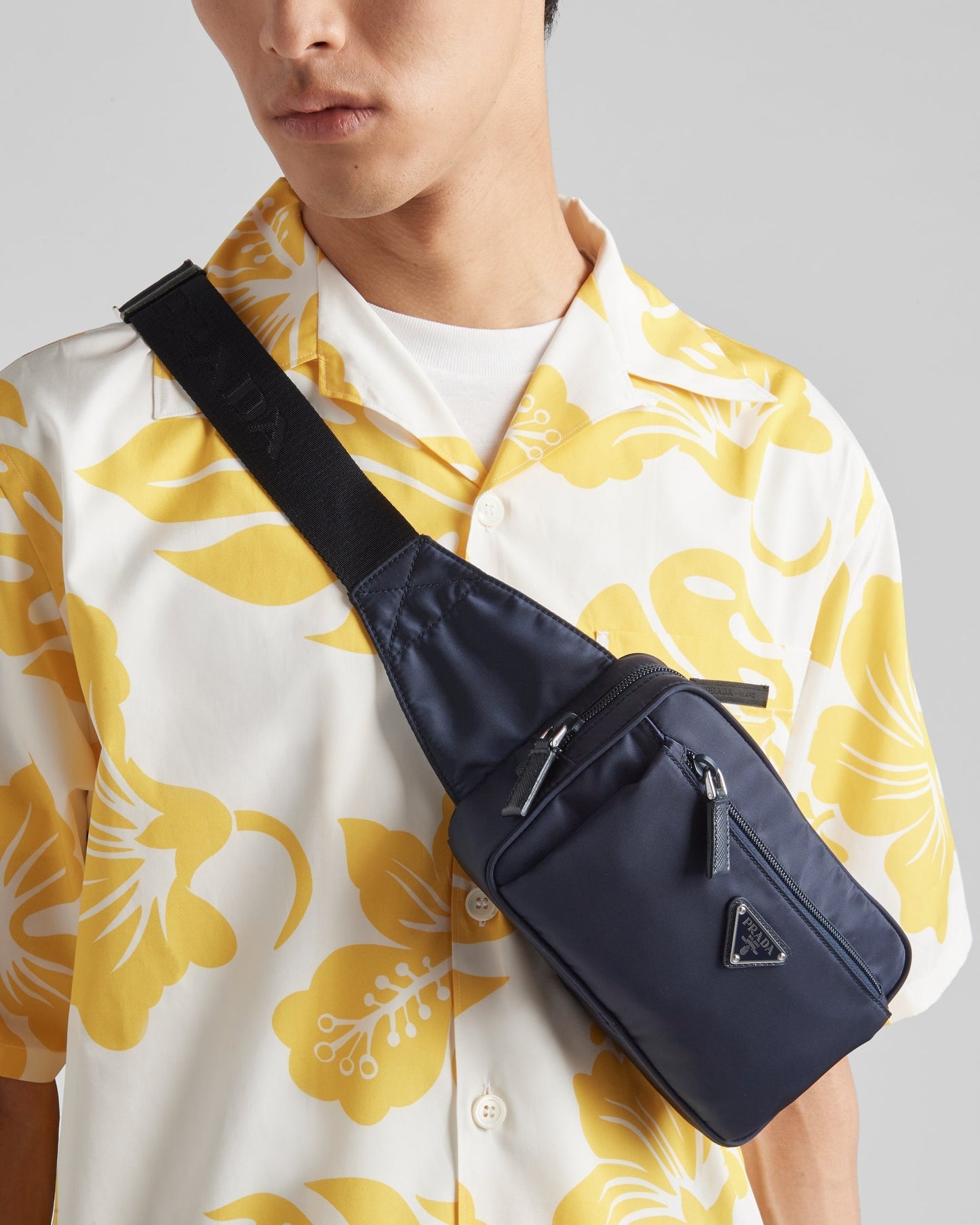 Sac banane en Re-Nylon et cuir Saffiano