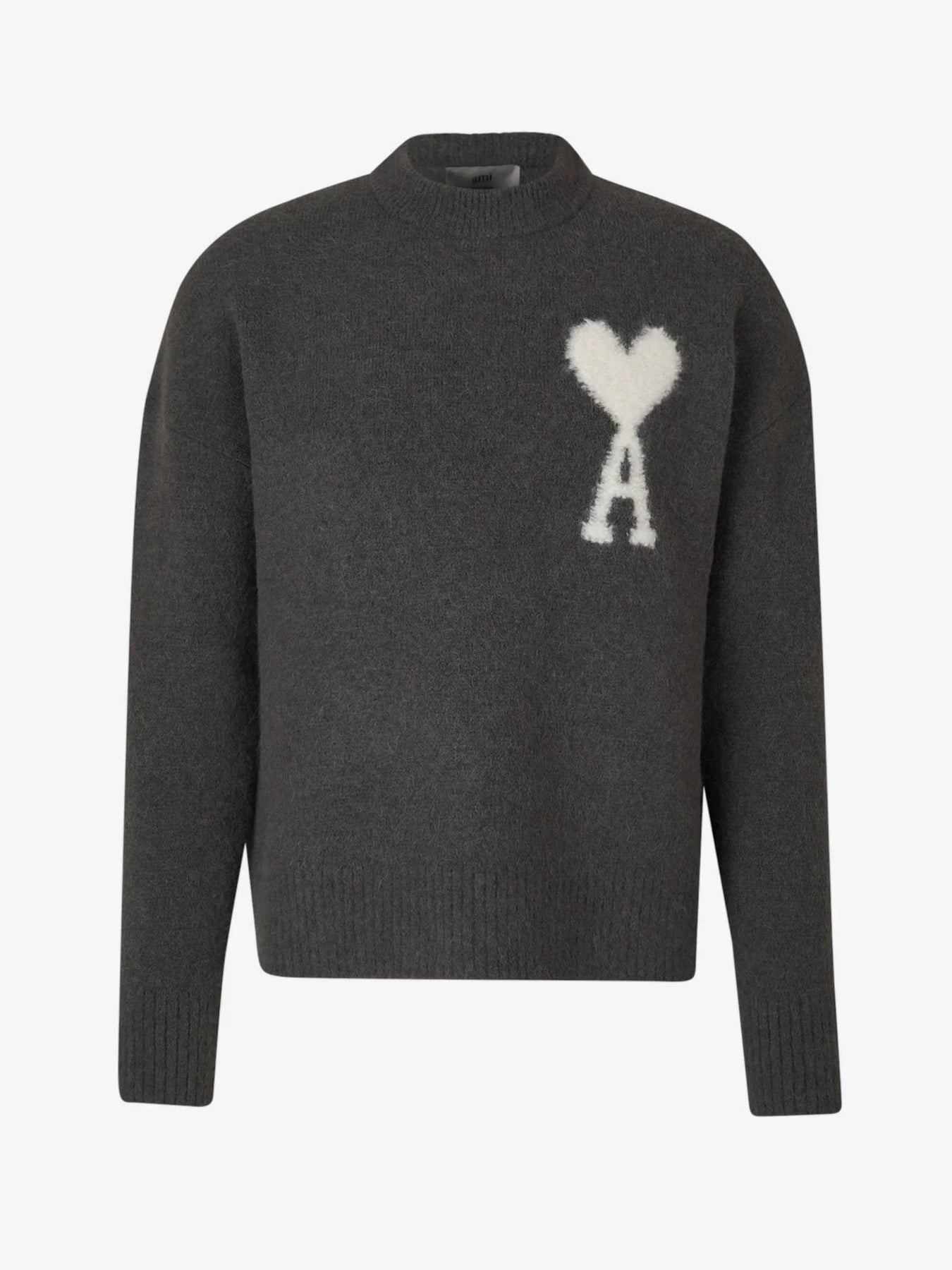 Pull Ami Paris Gris Foncé Blanc
