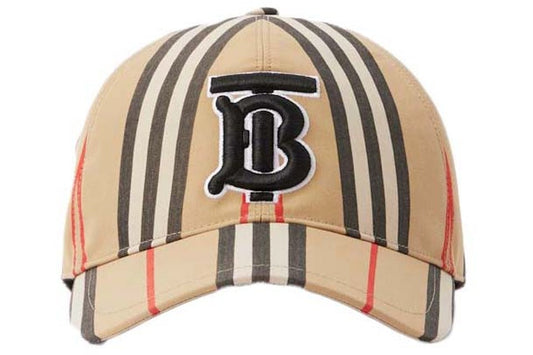 Casquette de baseball coton carreaux traditionnels monogramme beige